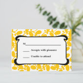 Yellow Leafy RSVP Kaartje (Staand voorkant)