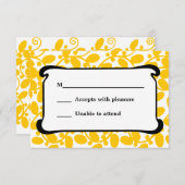 Yellow Leafy RSVP Kaartje (Voorkant / Achterkant)