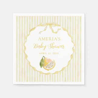 Yellow Lemon Citrus Stripes Baby Shower  Servet