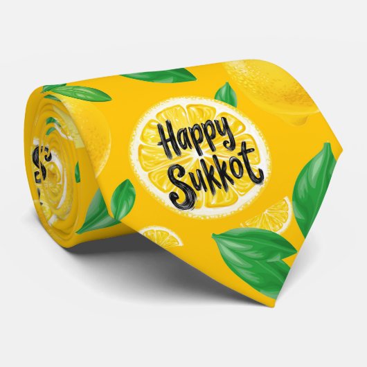 Yellow Lemon Delight Sukkot Stropdas (Opgerold)