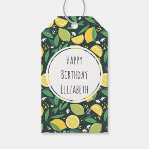 Yellow Lemon en Limoen Fruit Food Pattern Birthday Cadeaulabel