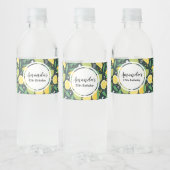Yellow Lemon en Limoen Fruit Food Pattern Birthday Waterfles Etiket (Flessen)