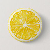 Yellow Lemon Fruit Ronde Button 5,7 Cm (Voorkant)