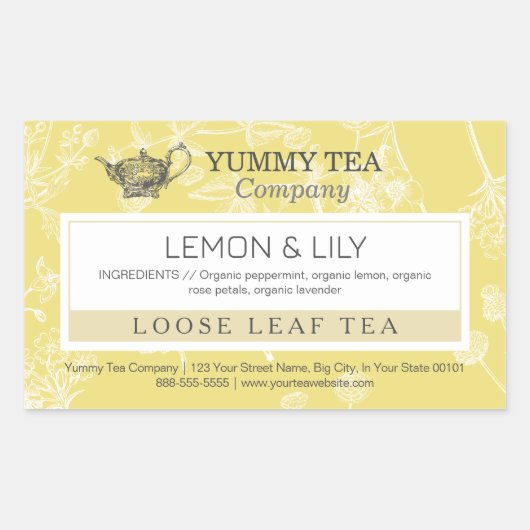 Yellow Lemon - Losse Leaf Tea Label Sticker (Voorkant)