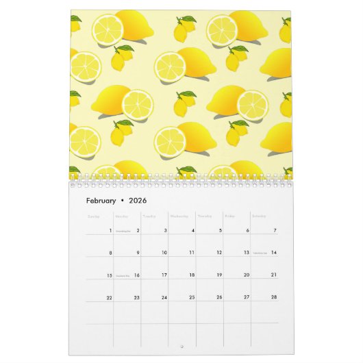 Yellow Lemon Pattern Kalender (Feb 2026)