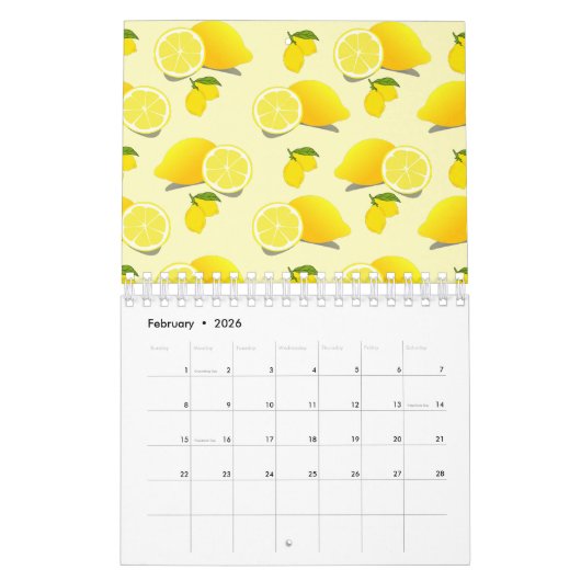 Yellow Lemon Pattern Kalender (Feb 2026)