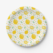 Yellow Lemon Pattern Papieren Bordje (Voorkant)