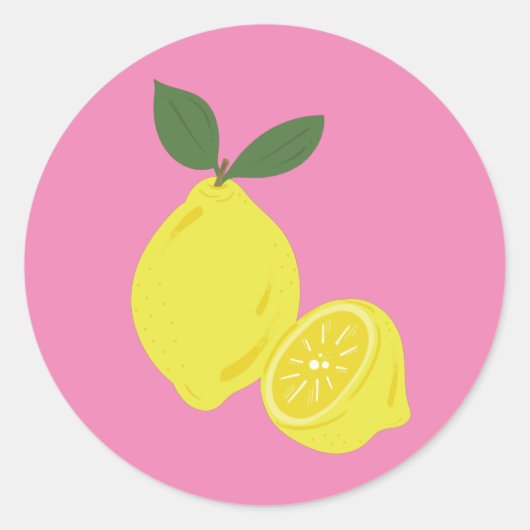 Yellow Lemon Ronde Sticker (Voorkant)
