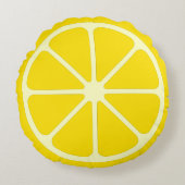 Yellow Lemon Slice Fun Citrus Rond Sierkussen Kussen (Voorkant)