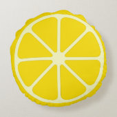 Yellow Lemon Slice Fun Citrus Rond Sierkussen Kussen (Achterkant)