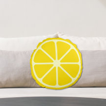 Yellow Lemon Slice Fun Citrus Rond Sierkussen