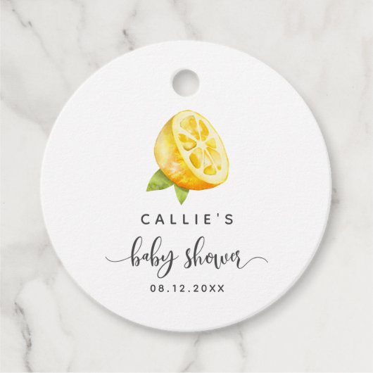 Yellow Lemon Zomer Baby shower Bedankjes Labels (Voorkant)