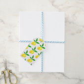 Yellow Lemons Green Leaves White Background Cadeaulabel (Met Touw)