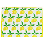 Yellow Lemons Green Leaves White Background Groot Cadeauzakje (Achterkant)
