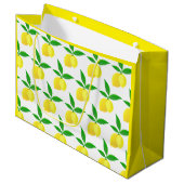 Yellow Lemons Green Leaves White Background Groot Cadeauzakje (Voorkant Gekanteld)