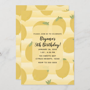 Yellow Lemons Summer Fruit Bright Birthday Party Kaart