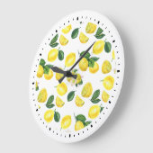Yellow Lemons Watercolor Pattern Grote Klok (Hoek)