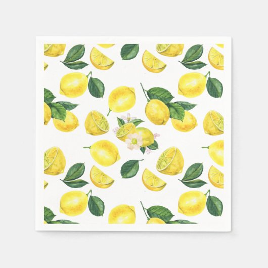 Yellow Lemons Watercolor Pattern Servet (Voorkant)