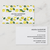 Yellow Lemons Watercolor Pattern Visitekaartje (Voorkant / Achterkant)
