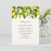 Yellow Lemons White Wedding Kaart (Staand voorkant)