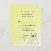 Yellow Lesbian Wedding Menu Keuze RSVP (Voorkant / Achterkant)