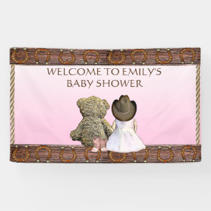Yellow Lil' Cowgirl Gepersonaliseerd Baby shower Spandoek