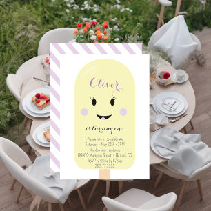 Yellow Lila Ice Cream Cone Scoop Birthday Party Kaart
