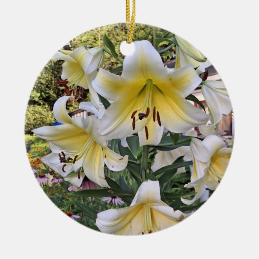 Yellow Lilly Glass Keramisch Ornament (Voorkant)