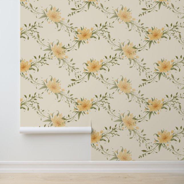 Yellow Lilly Vine Behang (Applicatie)