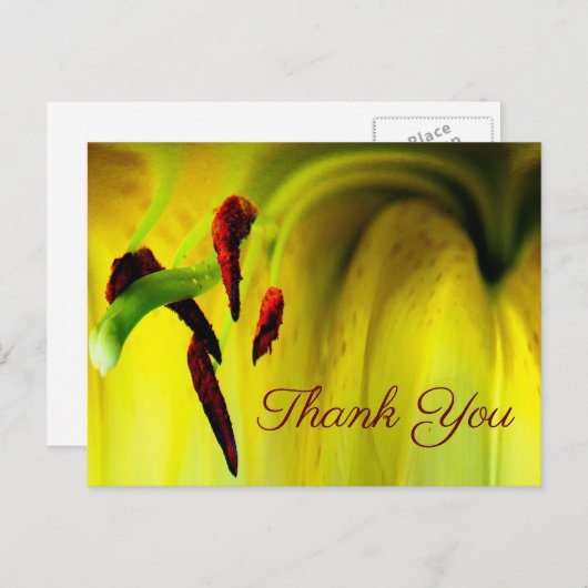 Yellow Lily Abstract Floral Bedankt Briefkaart (Voorkant / Achterkant)