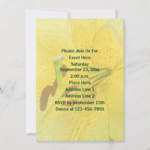 Yellow Lily Floral Party Kaart
