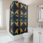 Yellow Lily Flower Abstract Pattern Douchegordijn (In situ)