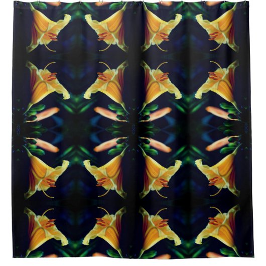 Yellow Lily Flower Abstract Pattern Douchegordijn (Voorkant)