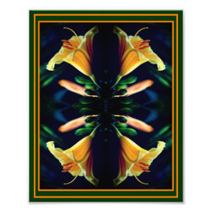 Yellow Lily Flower Mirror Abstract 8x10 Foto Afdruk