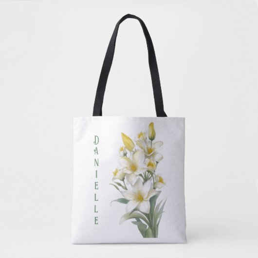 Yellow Lily Flowers Personalized Draagtas (Voorkant)