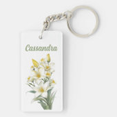 Yellow Lily Flowers Personalized Sleutelhanger (achterkant)
