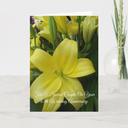 Yellow Lily Specialized 65th Wedding Jubileum Kaart (Voorkant)