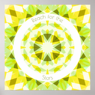 Yellow Lime Green Bereik voor de Sterren Motivatie Poster