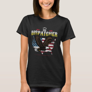 Yellow Line 911 Dispatcher Eagle Amerikaanse vlag T-shirt