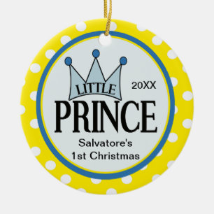 Yellow Little Prince First kerstversiering Keramisch Ornament