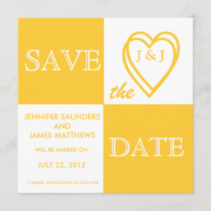 Yellow Love Monograms Enregistrer la carte de date