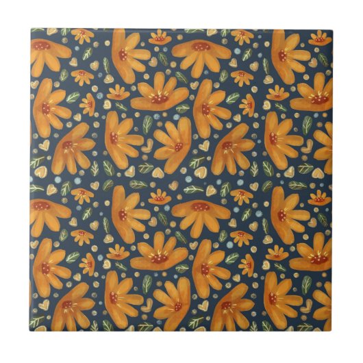 Yellow Luxe Florals Tegeltje (Voorkant)