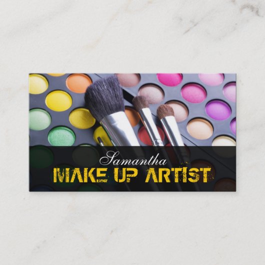 Yellow Make Up Artist Palette Brush Visitekaartje (Voorkant)