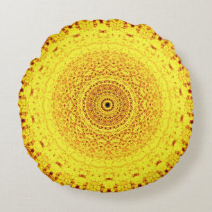 Yellow Mandala Art Rond Kussen