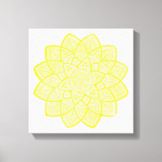 YELLOW MANDALA CANVAS AFDRUK