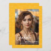 Yellow Math Handwritten Script Photo Graduation Aankondiging (Voorkant / Achterkant)