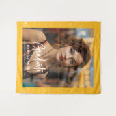 Yellow Math Handwritten Script Photo Graduation  Wandkleed (Voorkant (horizontaal))