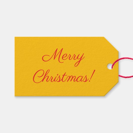 Yellow Merry Christmas Gift Tag Cadeaulabel (Voorkant (Horizontaal))