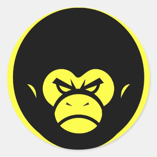 Yellow Million Monkey Logo Ronde Sticker (Voorkant)