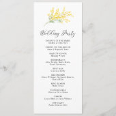 Yellow Mimosa Spring Floral Mariage Flat Programme (Dos)